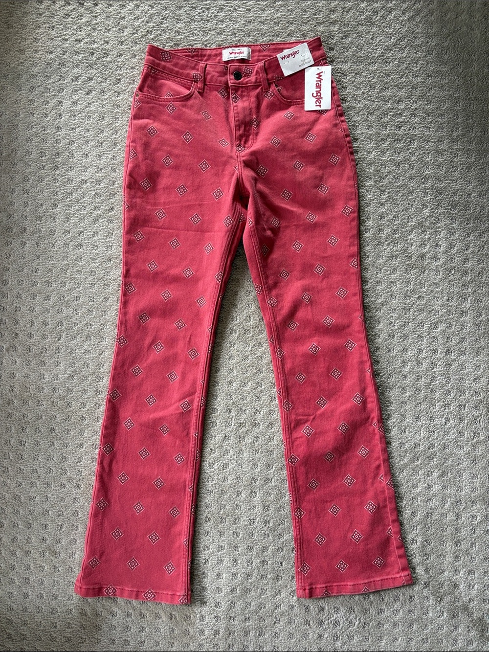 Wrangler High-Rise Bold Boot Red Bandana Diamond Bay Women's Jeans Size 4